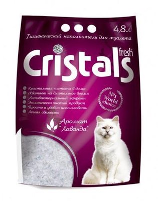 Силікагелевий наповнювач для котячого туалету з ароматом лаванди Cristals fresh 4.8 л Cristal 4,8 фото