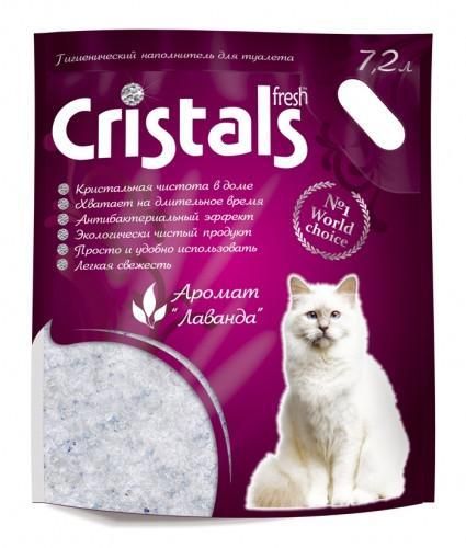 Силікагелевий наповнювач для котячого туалету з ароматом лаванди Cristals fresh 7.2л Cristal 7,2 фото