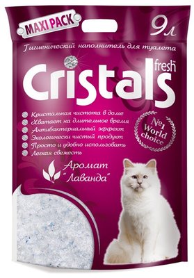 Силікагелевий наповнювач для котячого туалету з ароматом лаванди Cristals fresh 9л Cristal 9 фото